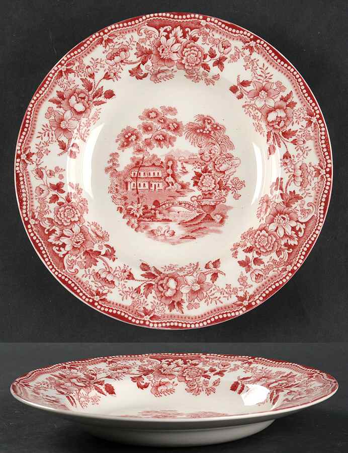 Tonquin Pink Rim Soup Bowl by Alfred Meakin-1