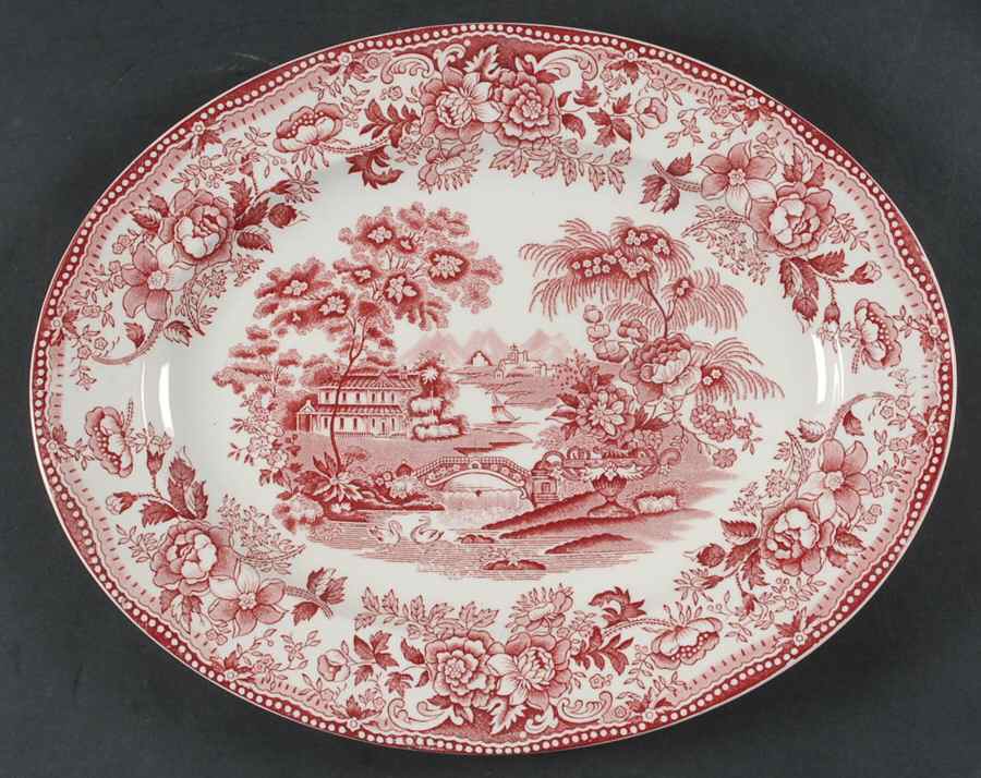 Tonquin Pink 14" Oval Serving Platter by Alfred Meakin-1