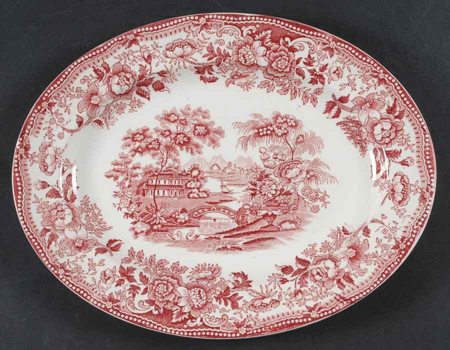 Tonquin Pink 12" Oval Serving Platter by Alfred Meakin-1