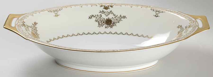 Augusta (Older, Gold Trim) 11" Oval Vegetable Bowl by Meito-1