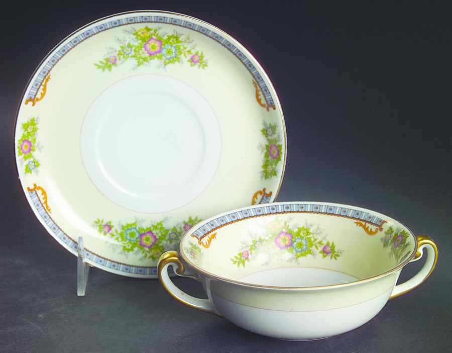 Cecil Flat Cream Soup Bowl & Saucer Set by Meito-1