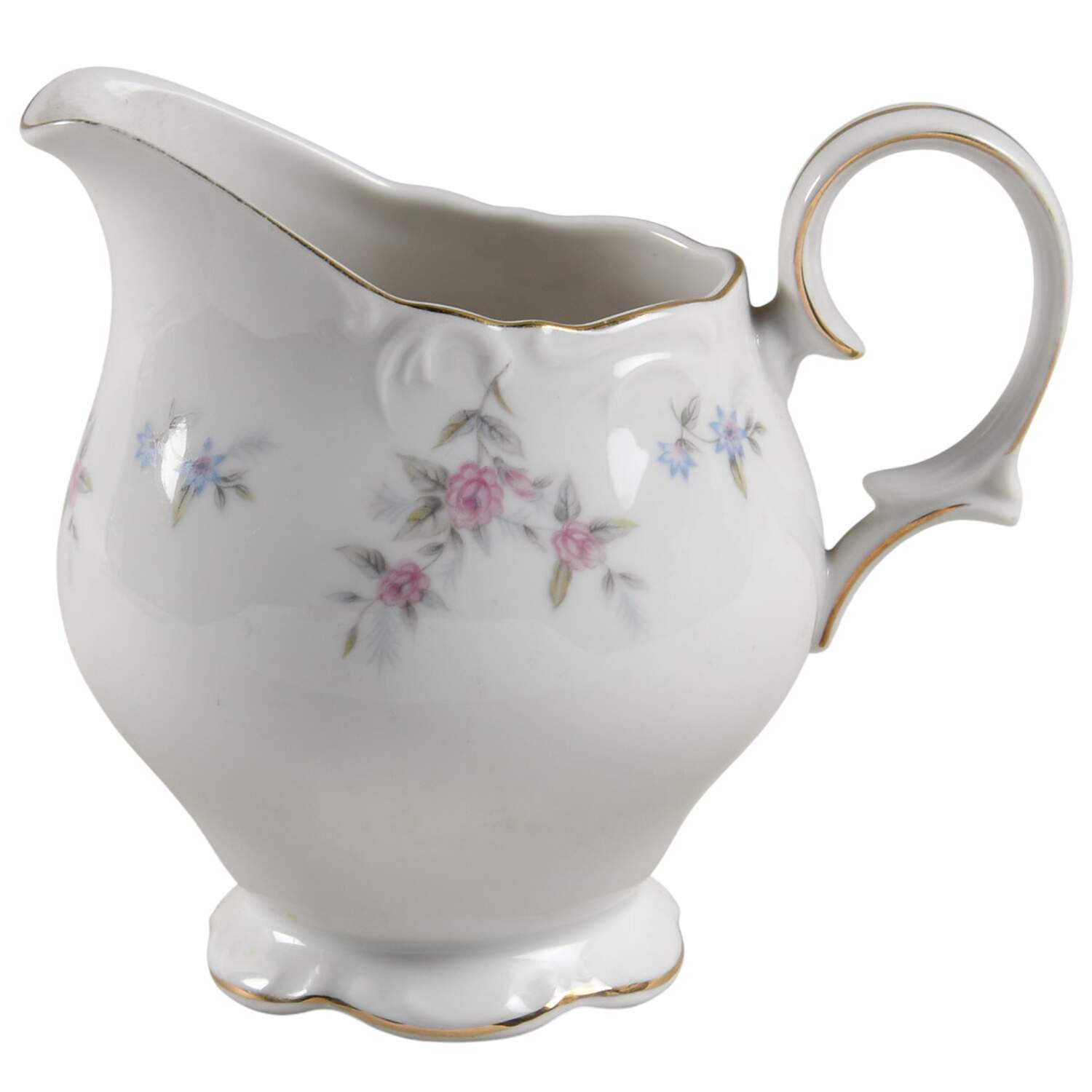 Fleurette  (Rim, Gold Trim) Creamer by Meito-1