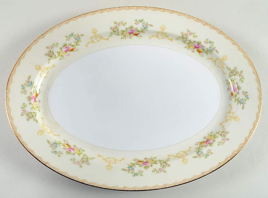 Flora 16" Oval Serving Platter by Meito-1