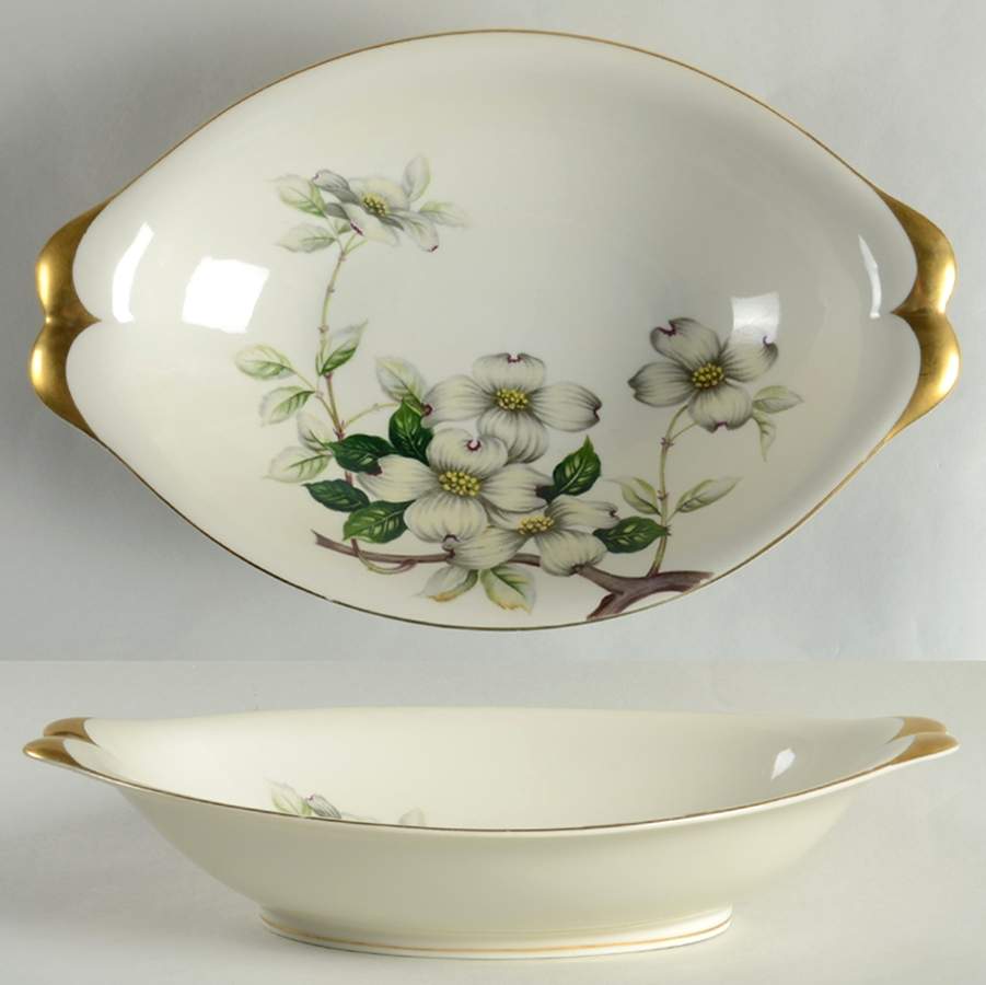 Livonia (White Background) 12" Oval Vegetable Bowl by Meito-1