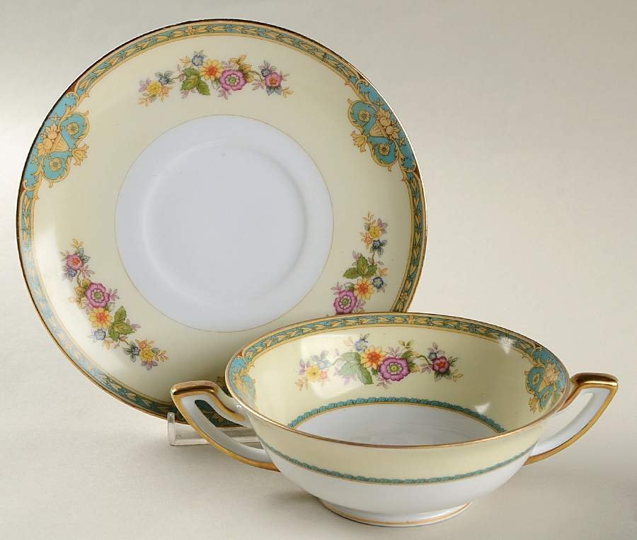 Madrid Footed Cream Soup Bowl & Saucer Set by Meito-1