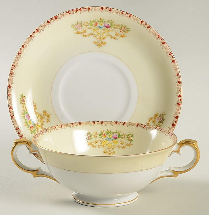 MEI29 Footed Cream Soup Bowl & Saucer Set by Meito-1