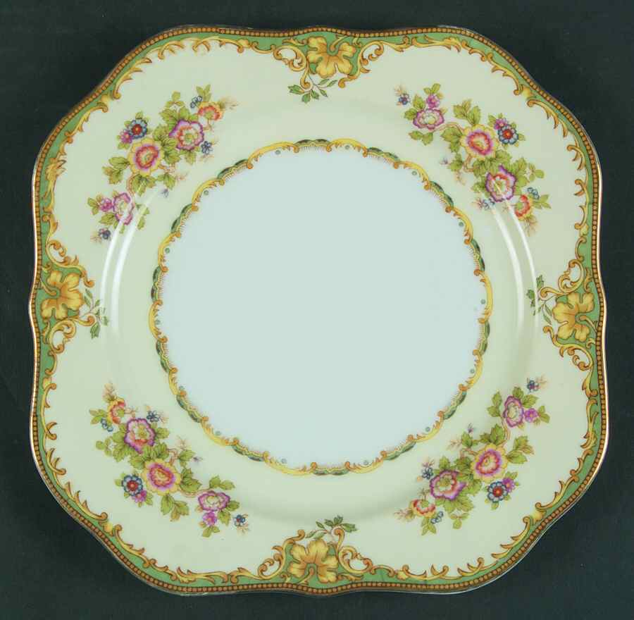 Paris Green Square Luncheon Plate by Meito-1