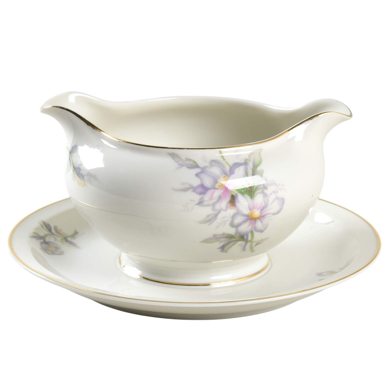 Pastelle Orleans Gravy Boat with Attached Underplate by Meito-1