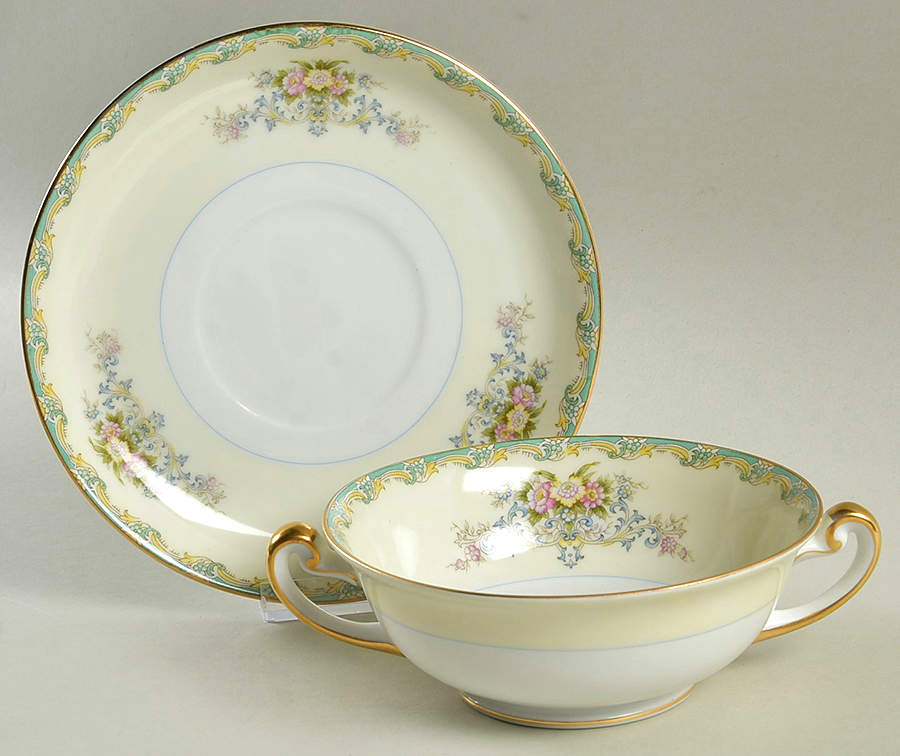 V2009 Footed Cream Soup Bowl & Saucer Set by Meito-1