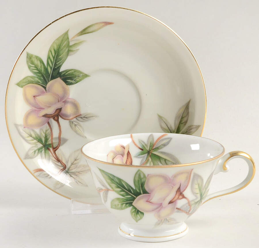 Woodrose Footed Cup & Saucer Set by Meito-1