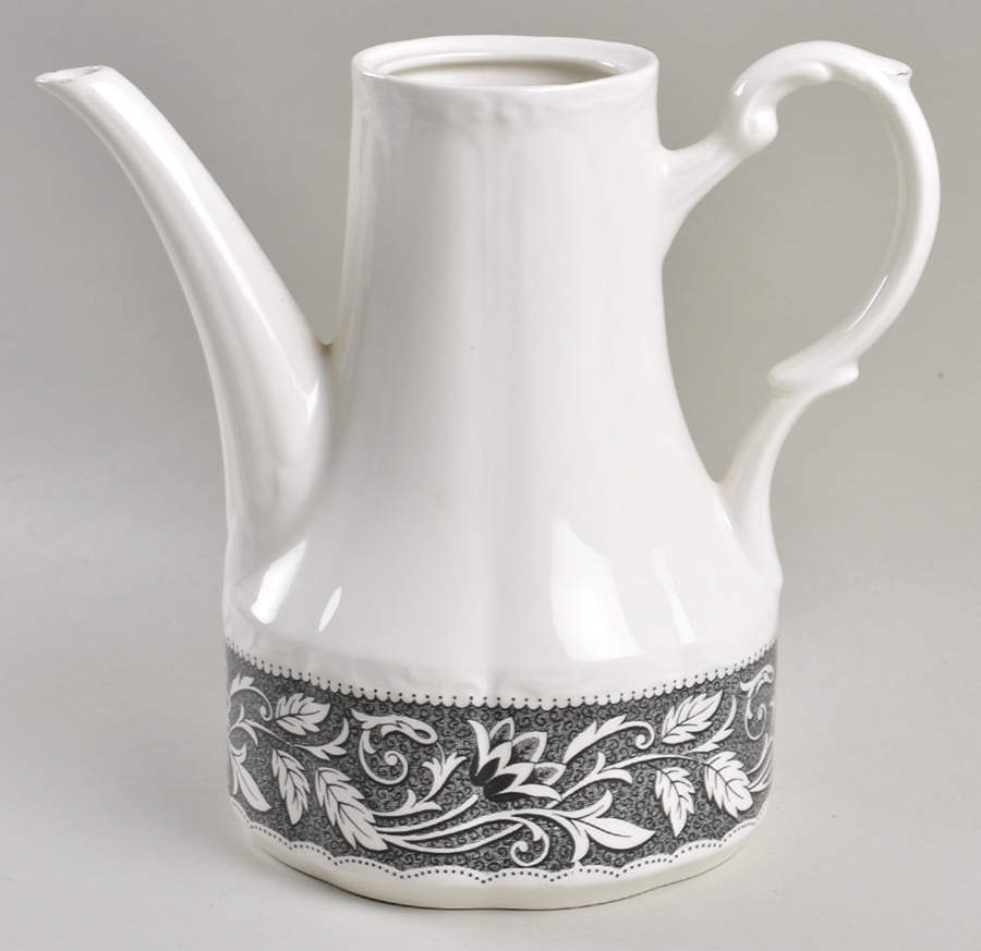 Renaissance Black White Coffee Pot No Lid by J & G Meakin-1