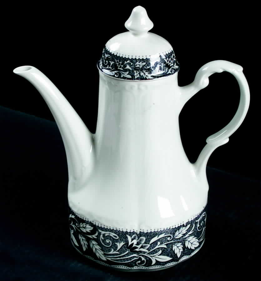 Renaissance Black White Coffee Pot & Lid by J & G Meakin-1