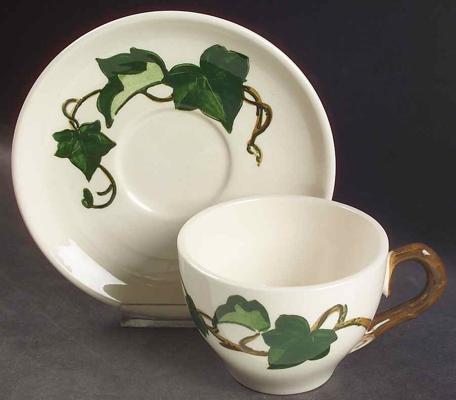 California Ivy Flat Cup & Saucer Set by Metlox - Poppytrail - Vernon-1