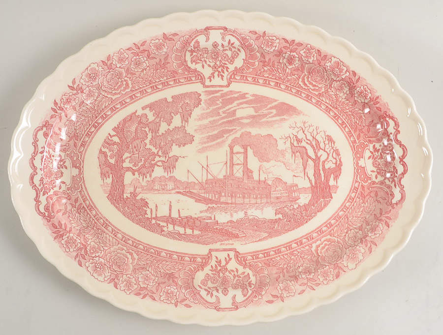Early Days Pink 16" Oval Serving Platter by Metlox - Poppytrail - Vernon-1