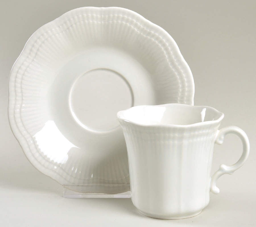 Allura White Flat Cup & Saucer Set by Mikasa-1