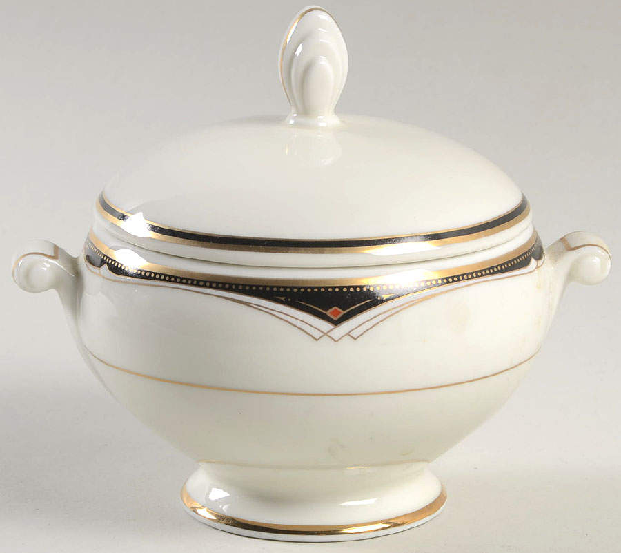 Ambassador Black Sugar Bowl & Lid by Mikasa-1