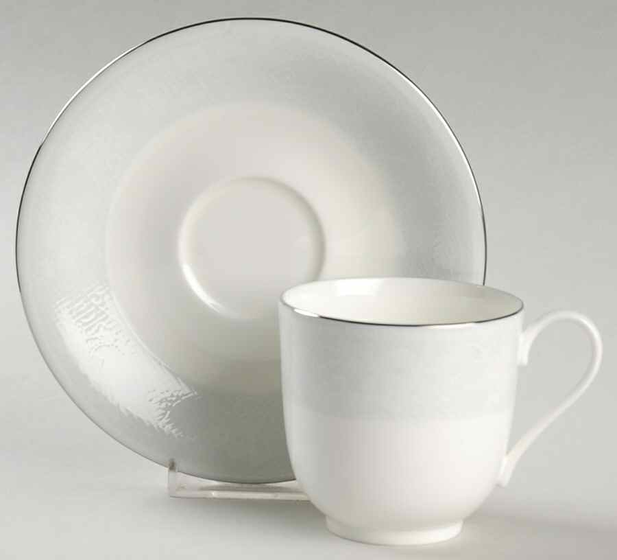 Belgian Lace White Flat Cup & Saucer Set by Mikasa-1