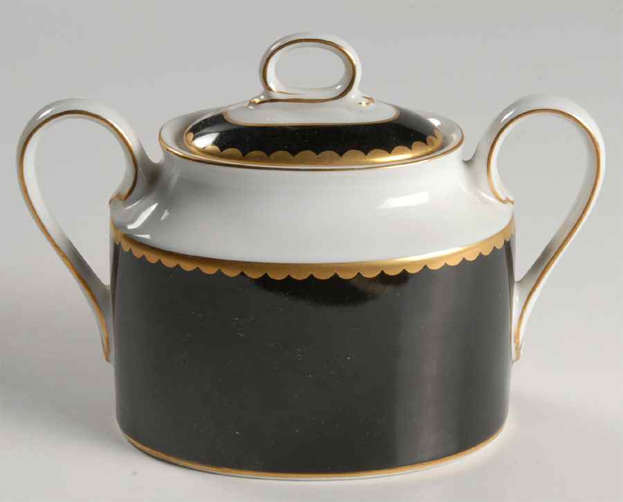 Black Granite (Black Border) Sugar Bowl & Lid by Mikasa-1