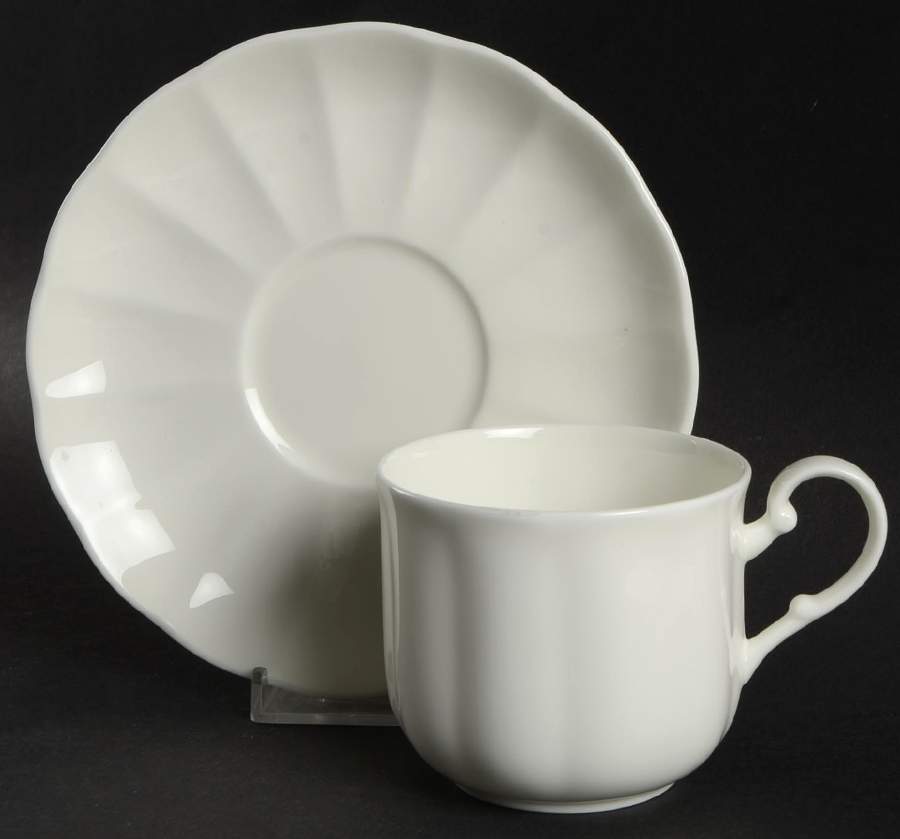 Cameo White Flat Cup & Saucer Set by Mikasa-1