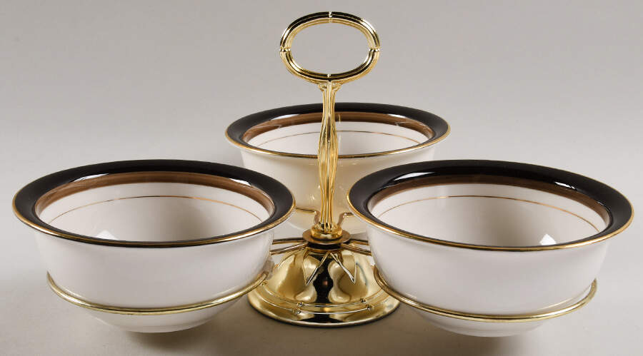 Cappuccino 7" x 12" 3-Part Relish & Metal Stand (CERC) HC by Mikasa-1