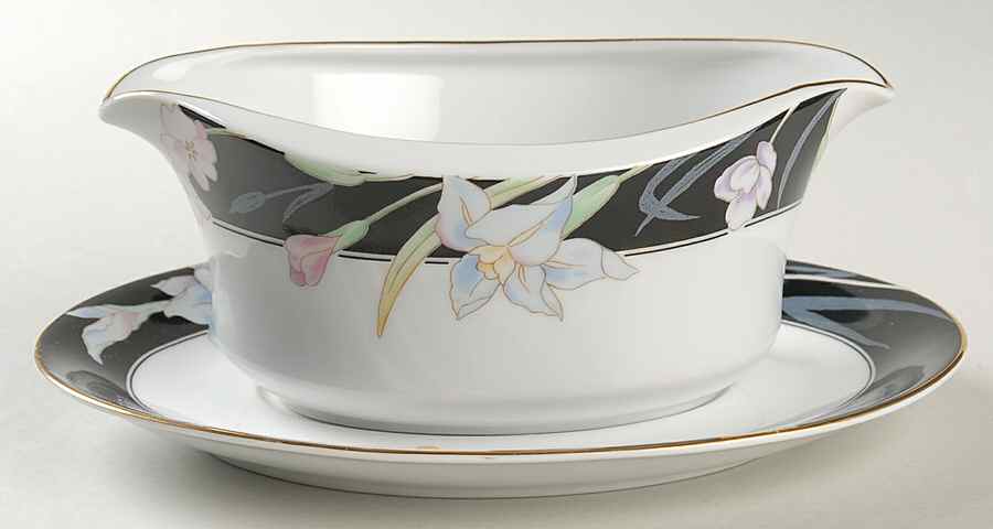 Charisma Black Gravy Boat & Underplate by Mikasa-1