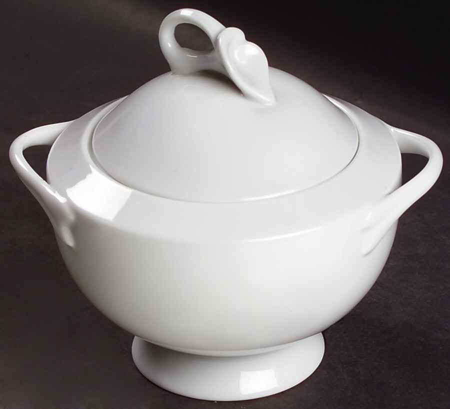 Classic Flair White Sugar Bowl & Lid by Mikasa-1