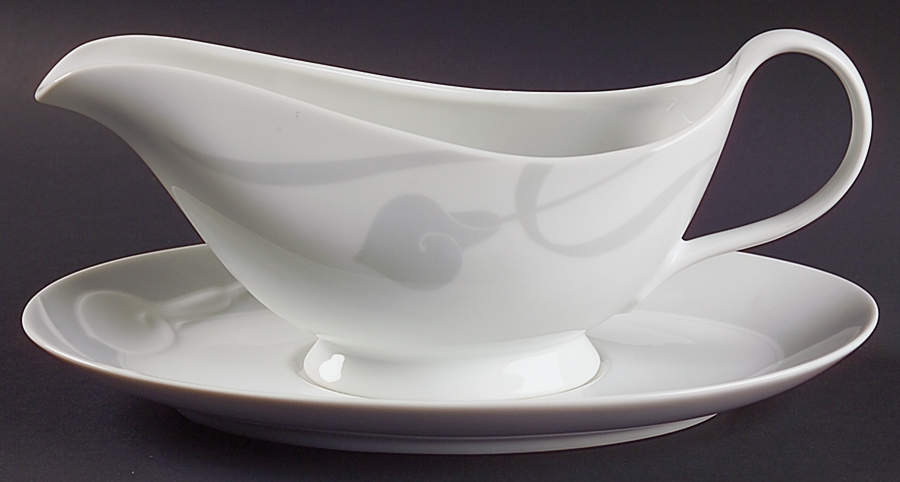 Classic Flair Gray Gravy Boat & Underplate by Mikasa-1