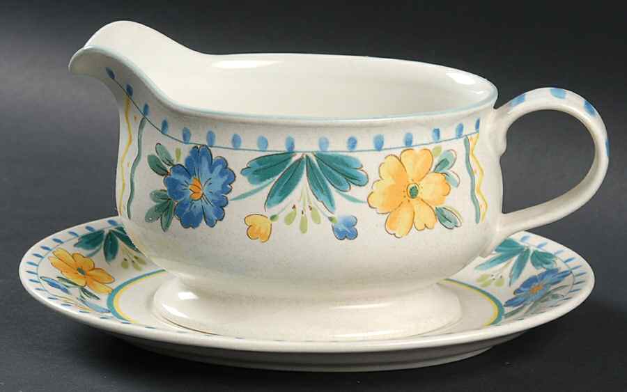 Country Flowers Gravy Boat & Underplate by Mikasa-1