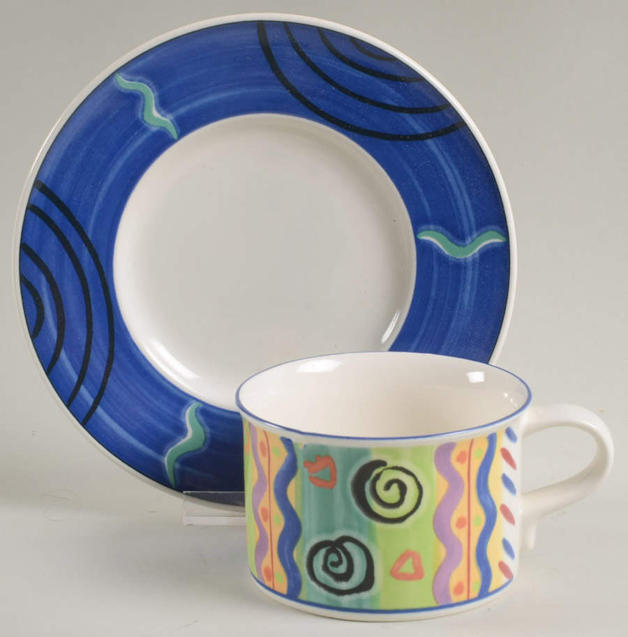 Colorama Flat Cup & Saucer Set by Mikasa-1