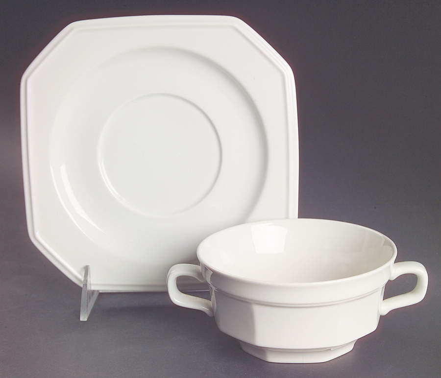 Continental White Flat Cream Soup Bowl & Saucer Set by Mikasa-1