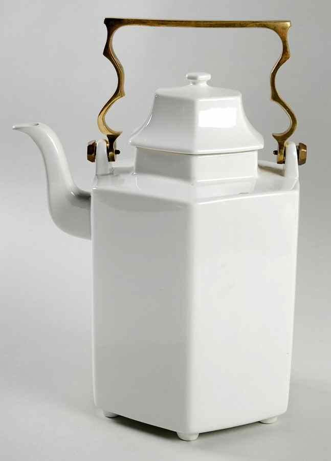 Continental White Brass Handle Coffee Pot & Lid by Mikasa-1
