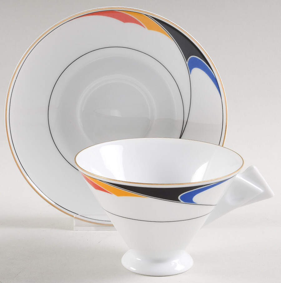 Color Waves Footed Cup & Saucer Set by Mikasa-1