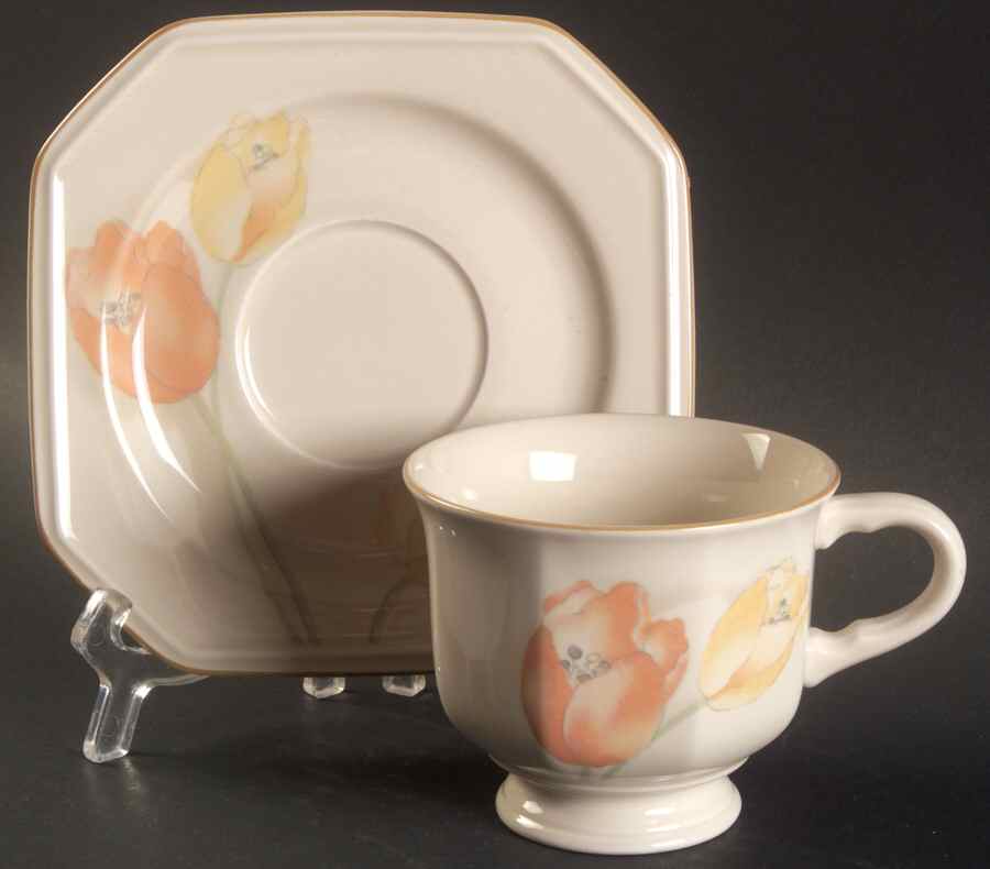 Dutch Garden Footed Cup & Saucer Set by Mikasa-1