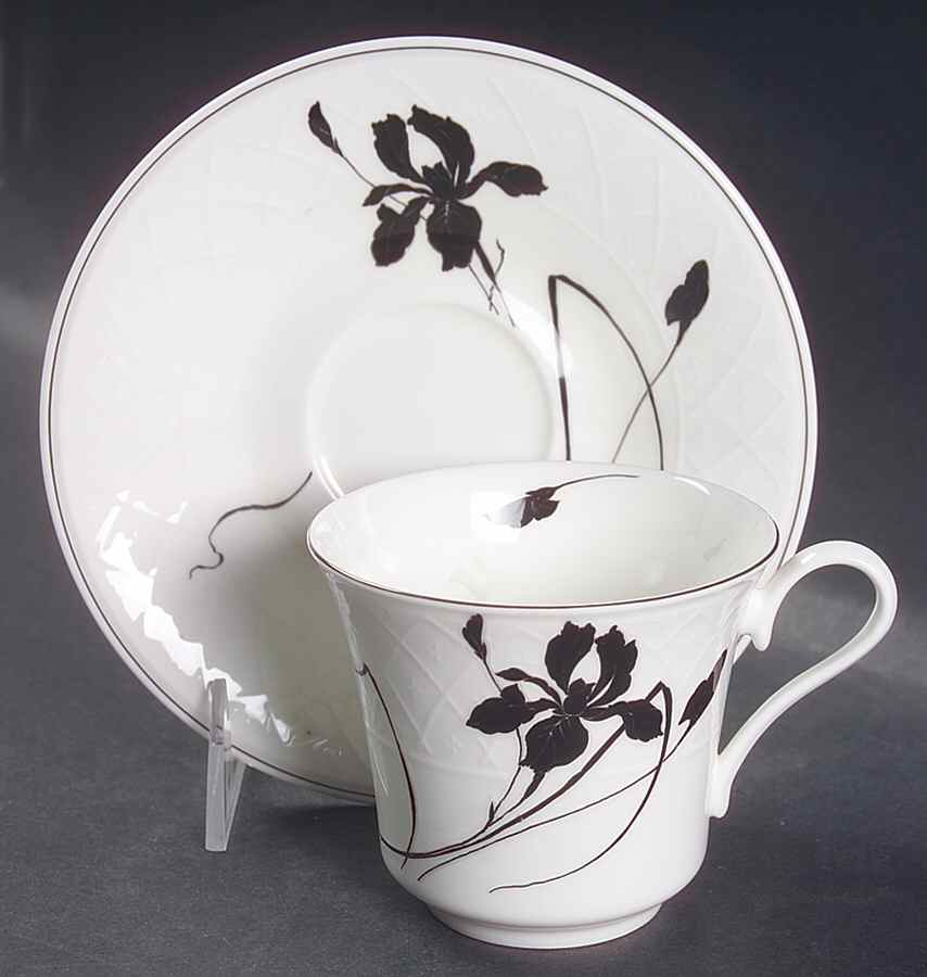 Ebony Iris Flat Cup & Saucer Set by Mikasa-1