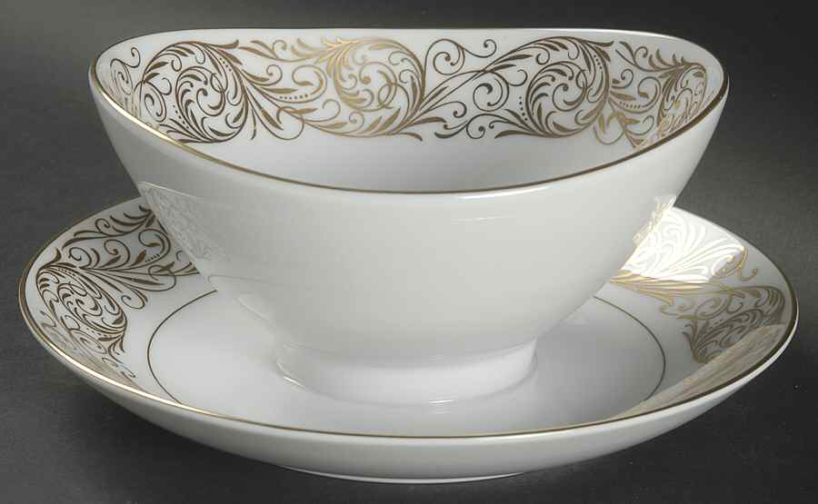 Empire Gold Gravy Boat with Attached Underplate by Mikasa-1