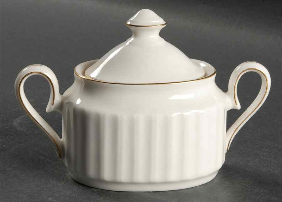 Fluted Gold Sugar Bowl & Lid by Mikasa-1