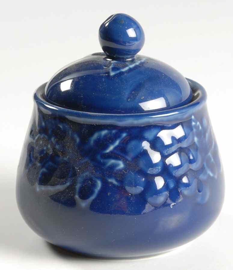 Fruit Promenade Blue Sugar Bowl & Lid by Mikasa-1