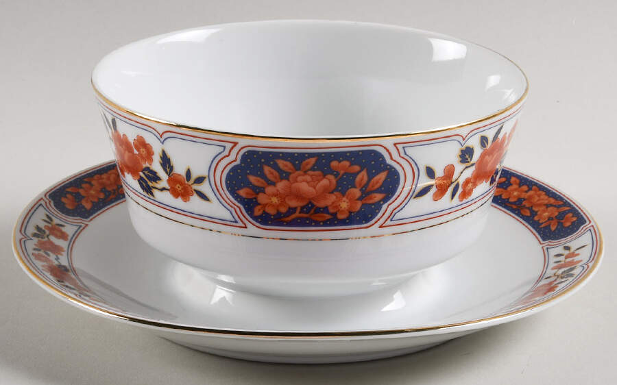 Imperial Peony Gravy Boat with Attached Underplate by Mikasa-1