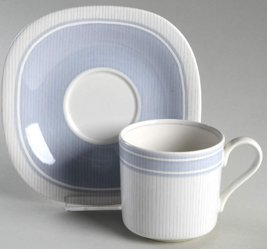 Irish Linen Blue Flat Cup & Saucer Set by Mikasa-1