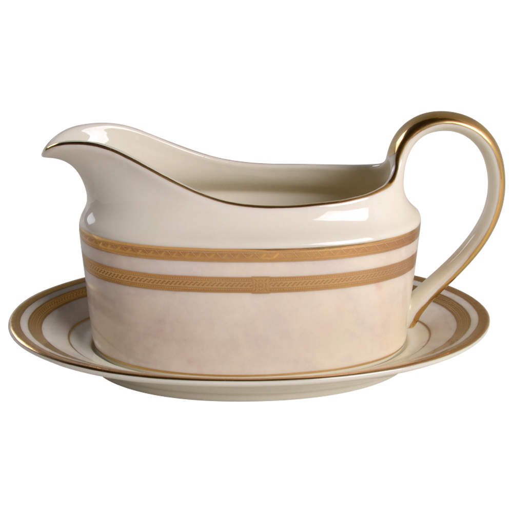 Ivory Florentine Gravy Boat & Underplate by Mikasa-1