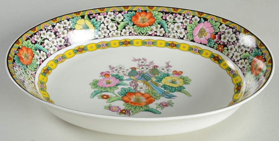 Kutani Bird 10" Oval Vegetable Bowl by Mikasa-1