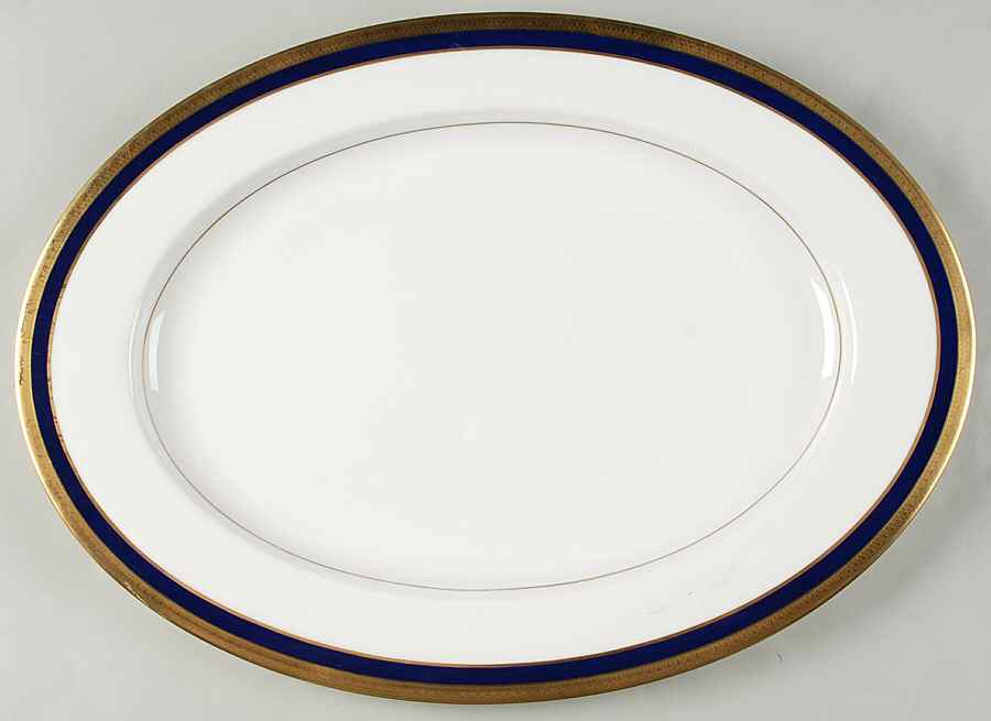 Lorenzo Cobalt Blue 17" Oval Serving Platter by Mikasa-1