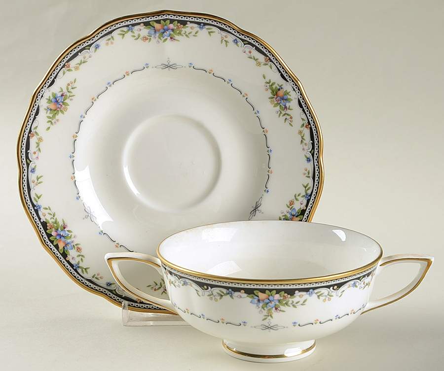 Millefleur Footed Cream Soup Bowl & Saucer Set by Mikasa-1
