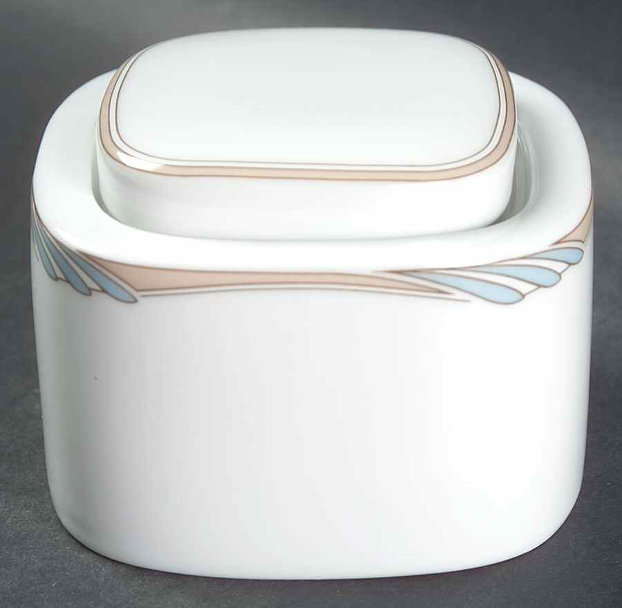 Omega Blue Peach Sugar Bowl & Lid by Mikasa-1