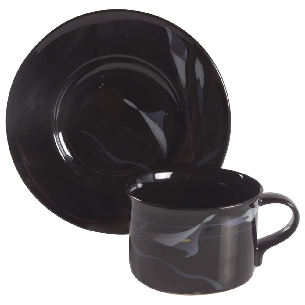 Opus Black Flat Cup & Saucer Set by Mikasa-1