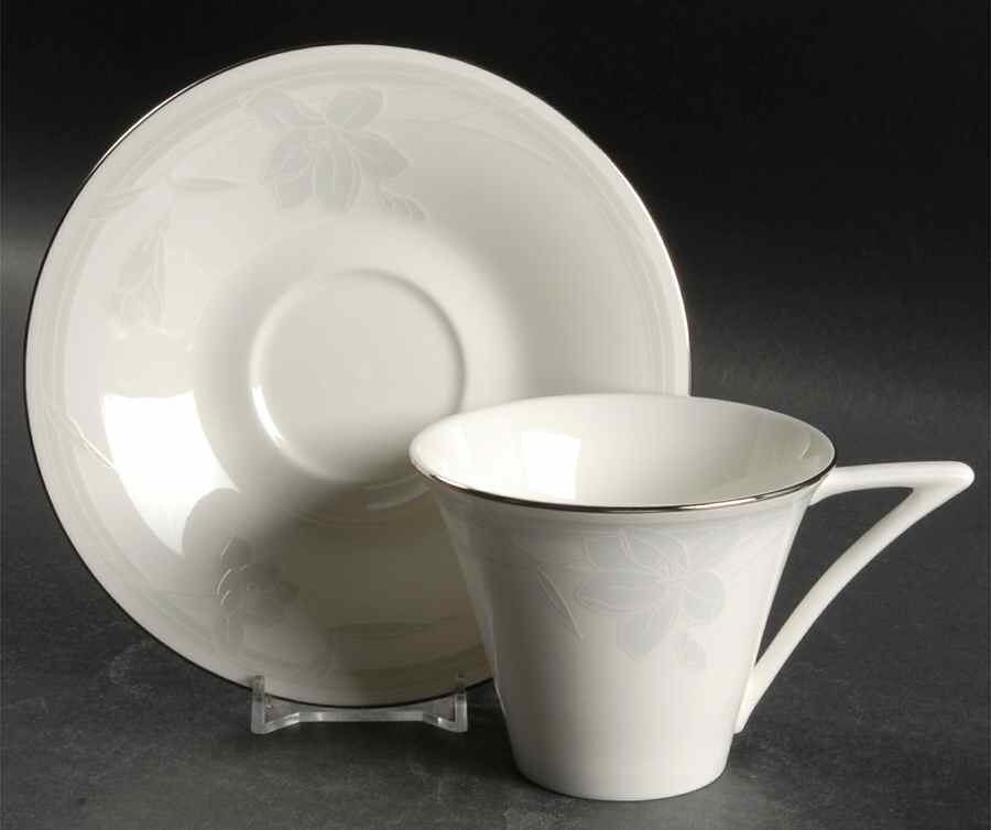 Ovation White Flat Cup & Saucer Set by Mikasa-1
