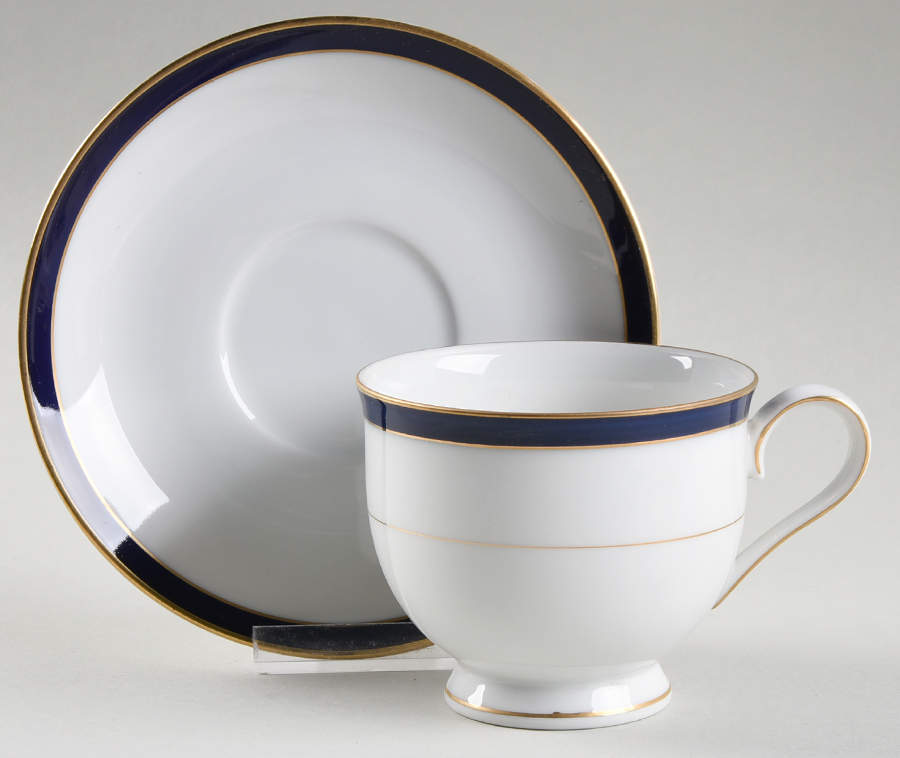 Pearl Cobalt Footed Cup & Saucer Set by Mikasa-1