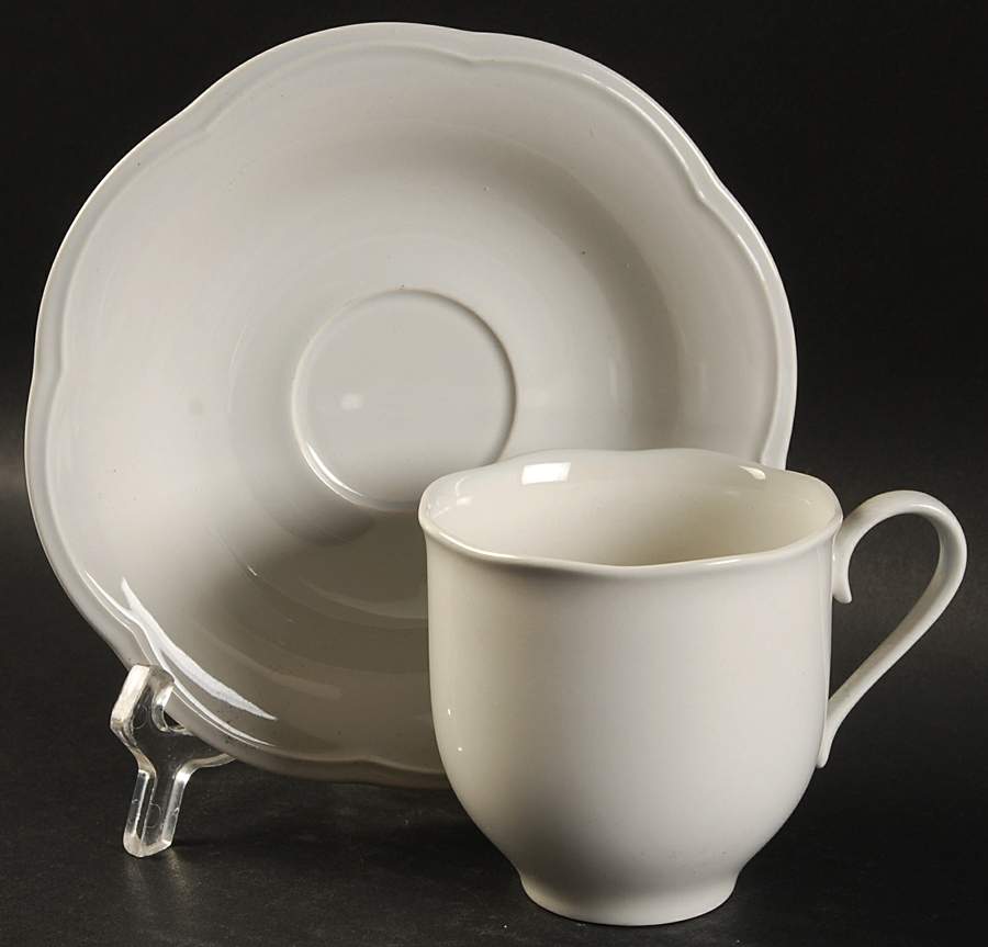 Porcelain White Flat Cup & Saucer Set by Mikasa-1