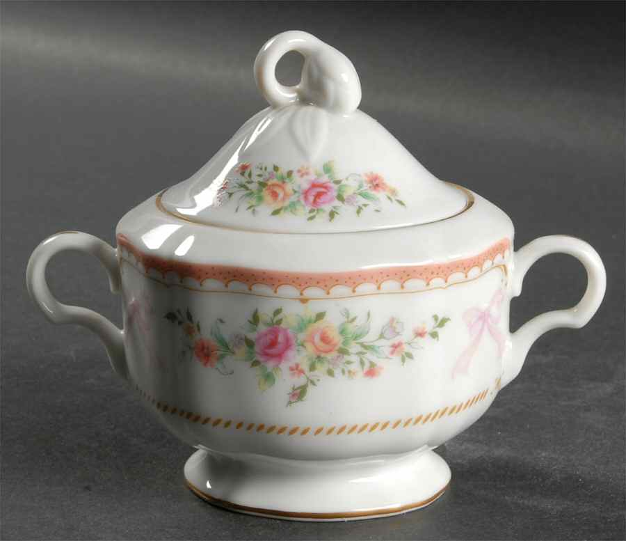 Ribbon Pink Sugar Bowl & Lid by Mikasa-1