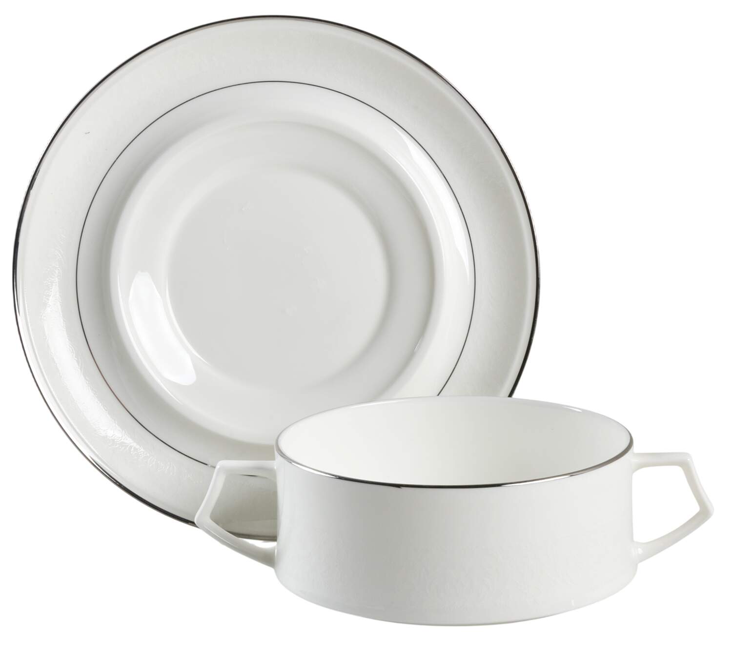 Rochelle Flat Cream Soup Bowl & Saucer Set by Mikasa-1